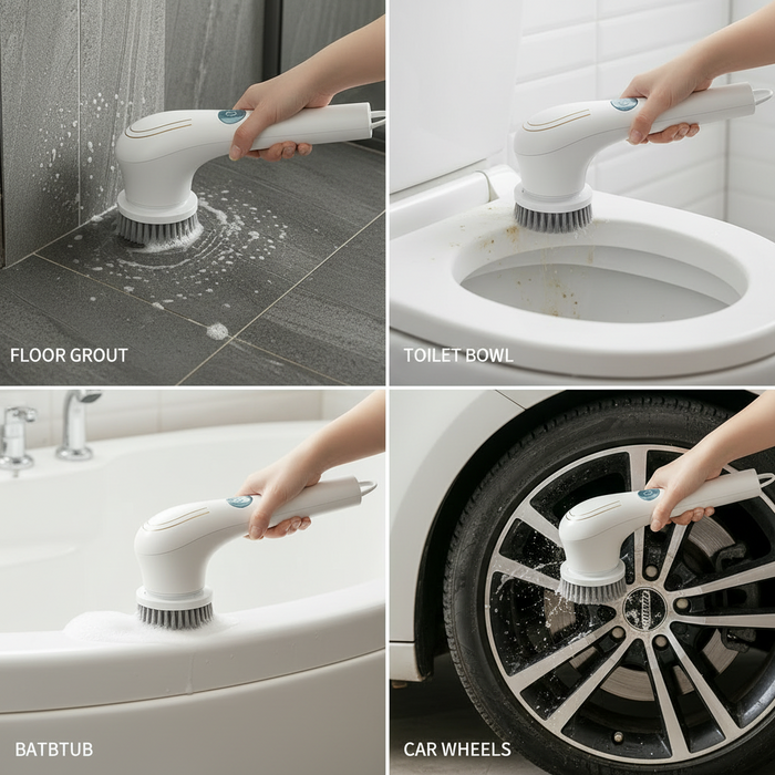 Electric Spin Scrubber,IPX7 Waterproof Bathroom Cleaning Brush With 2 Speed,9 Replaceable Brush Heads For Tub Shower Tile Floor